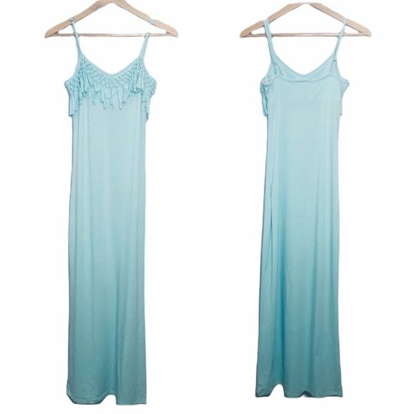 Stain NWT Rebel Sky Fringe Maxi Dress S Bliss Blue - Picture 9 of 16